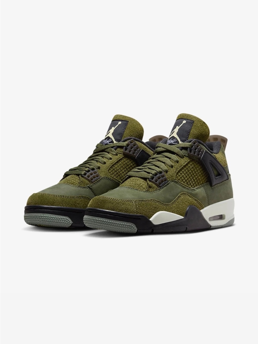 Jordan Olive Green Suede and Black Accents Low-Top Sneakers